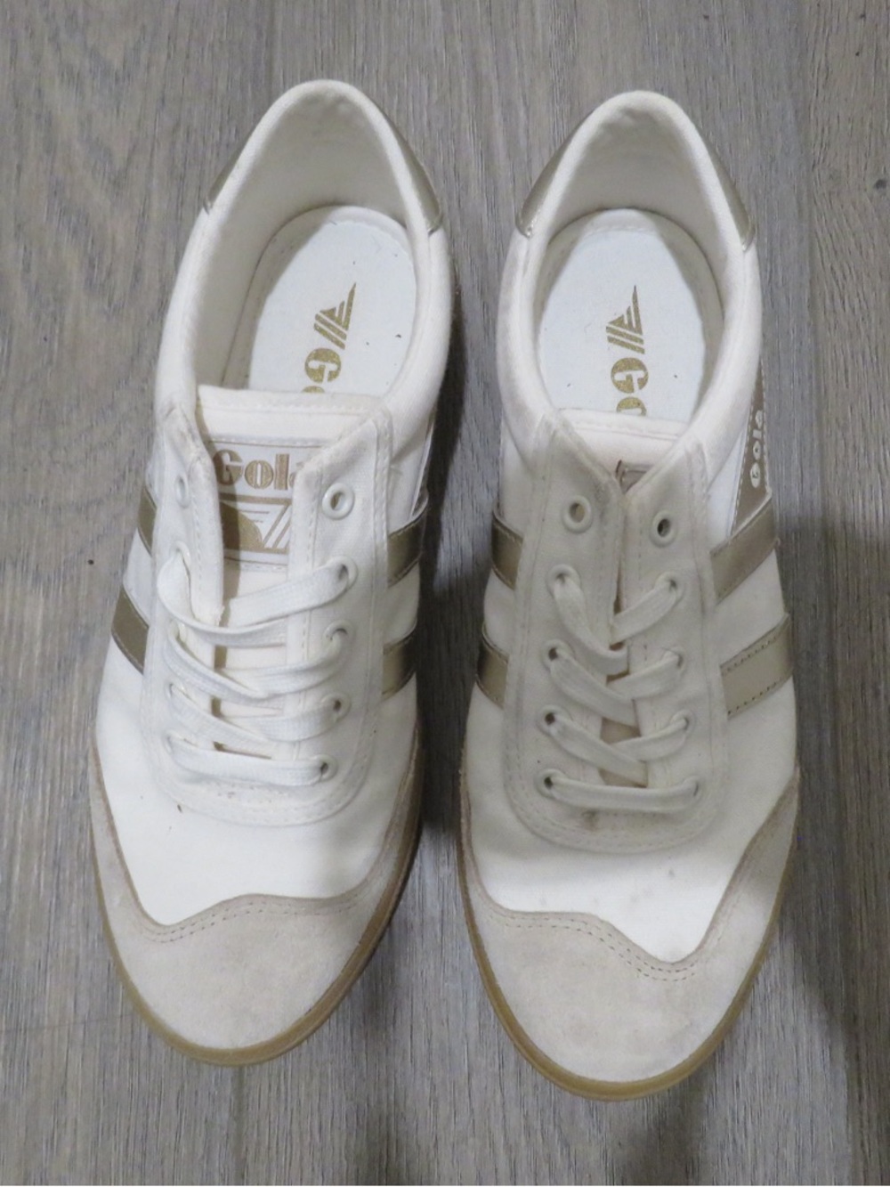 Gola White and Gold Retro Low-Top Sneakers